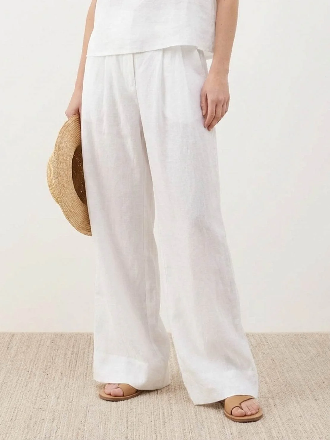 Linen-Bamboo Pleated Wide-Leg Pants - Image 6