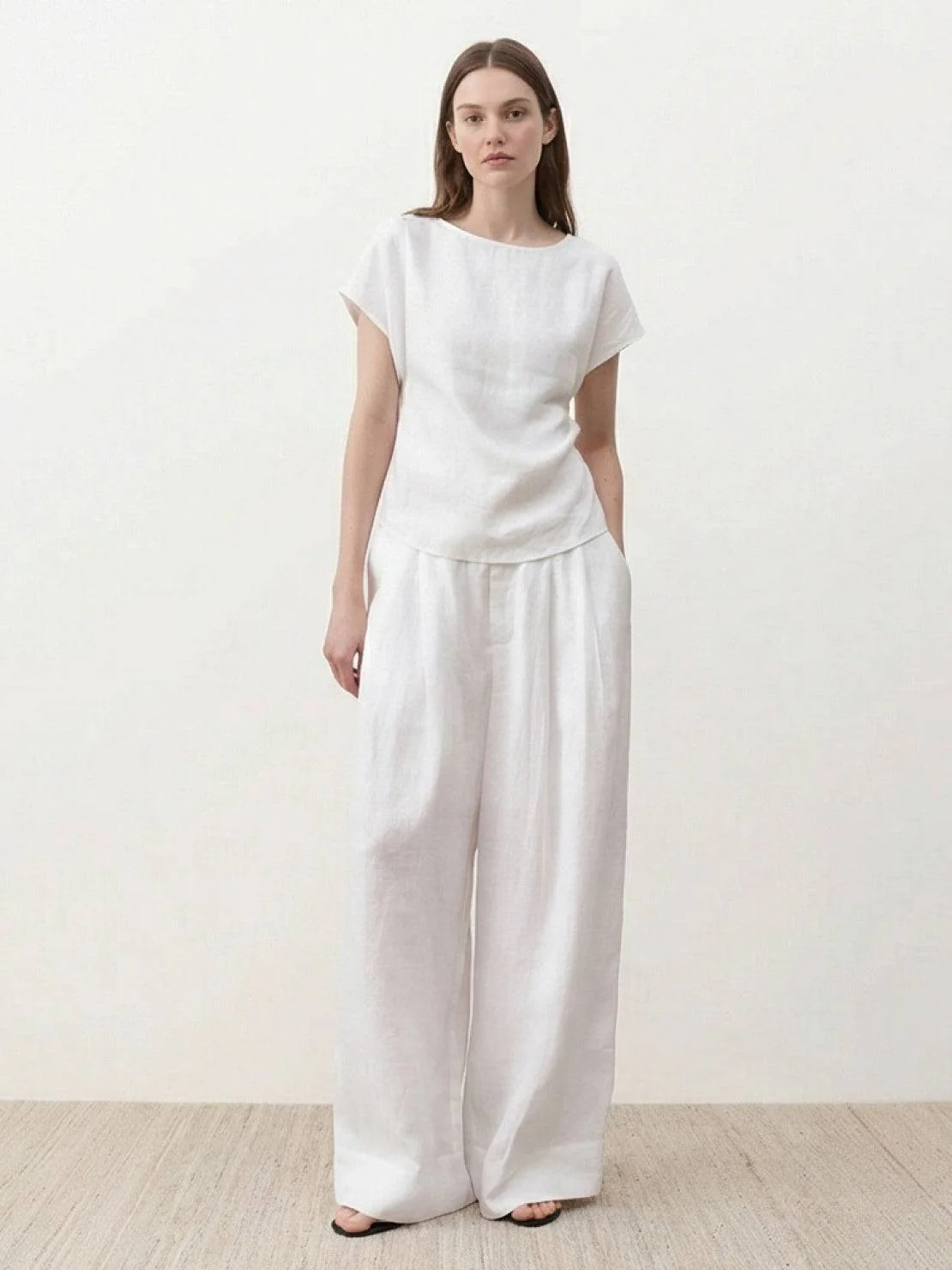 Linen-Bamboo Pleated Wide-Leg Pants - Image 8