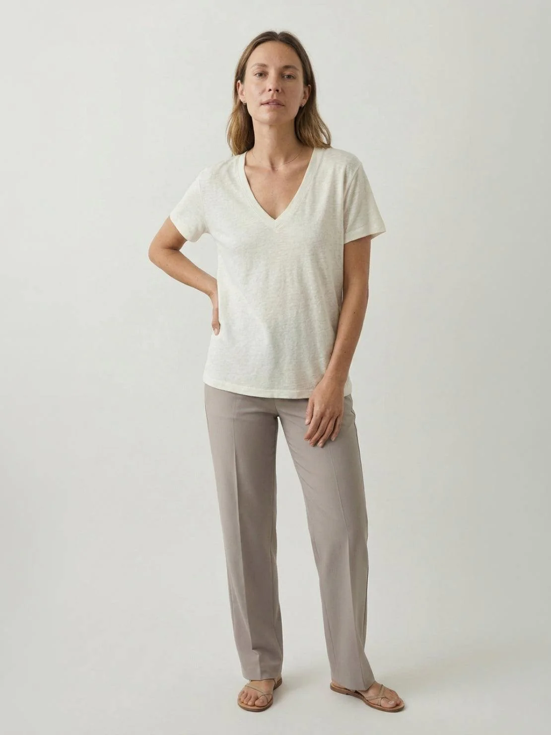 Linen-Bamboo V-Neck Tee - Image 14