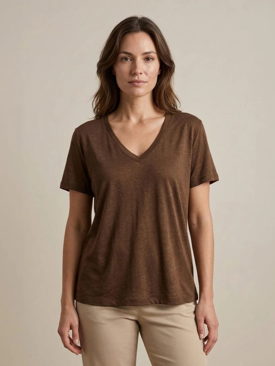 Linen-Bamboo V-Neck Tee - Image 16