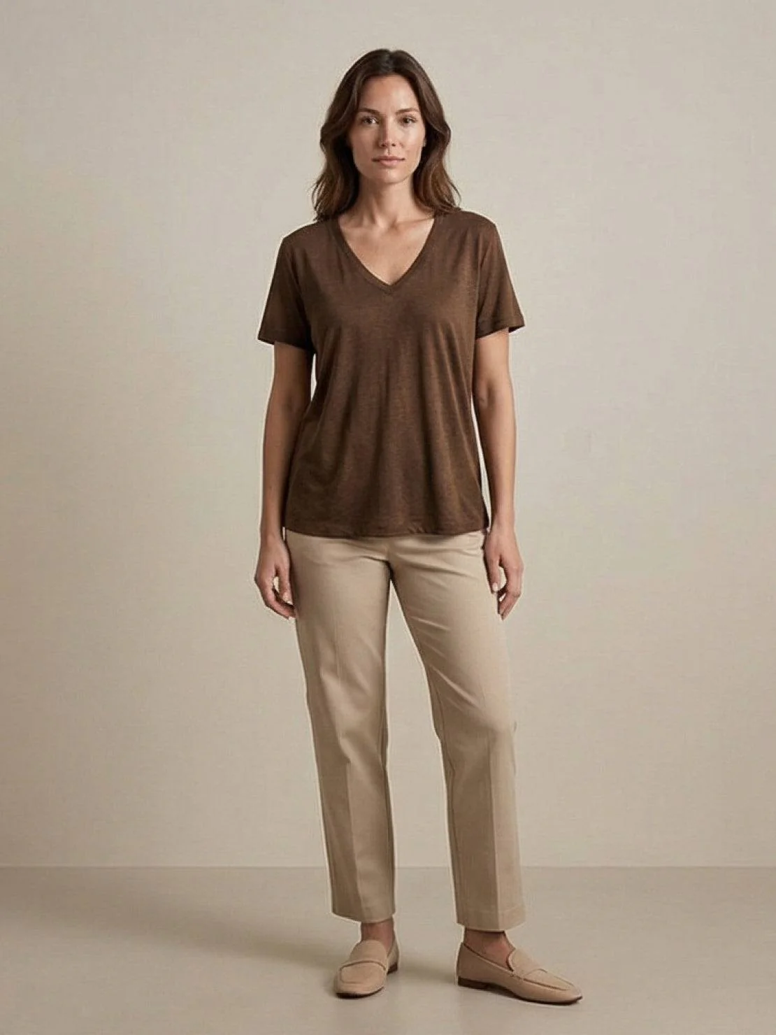 Linen-Bamboo V-Neck Tee - Image 19