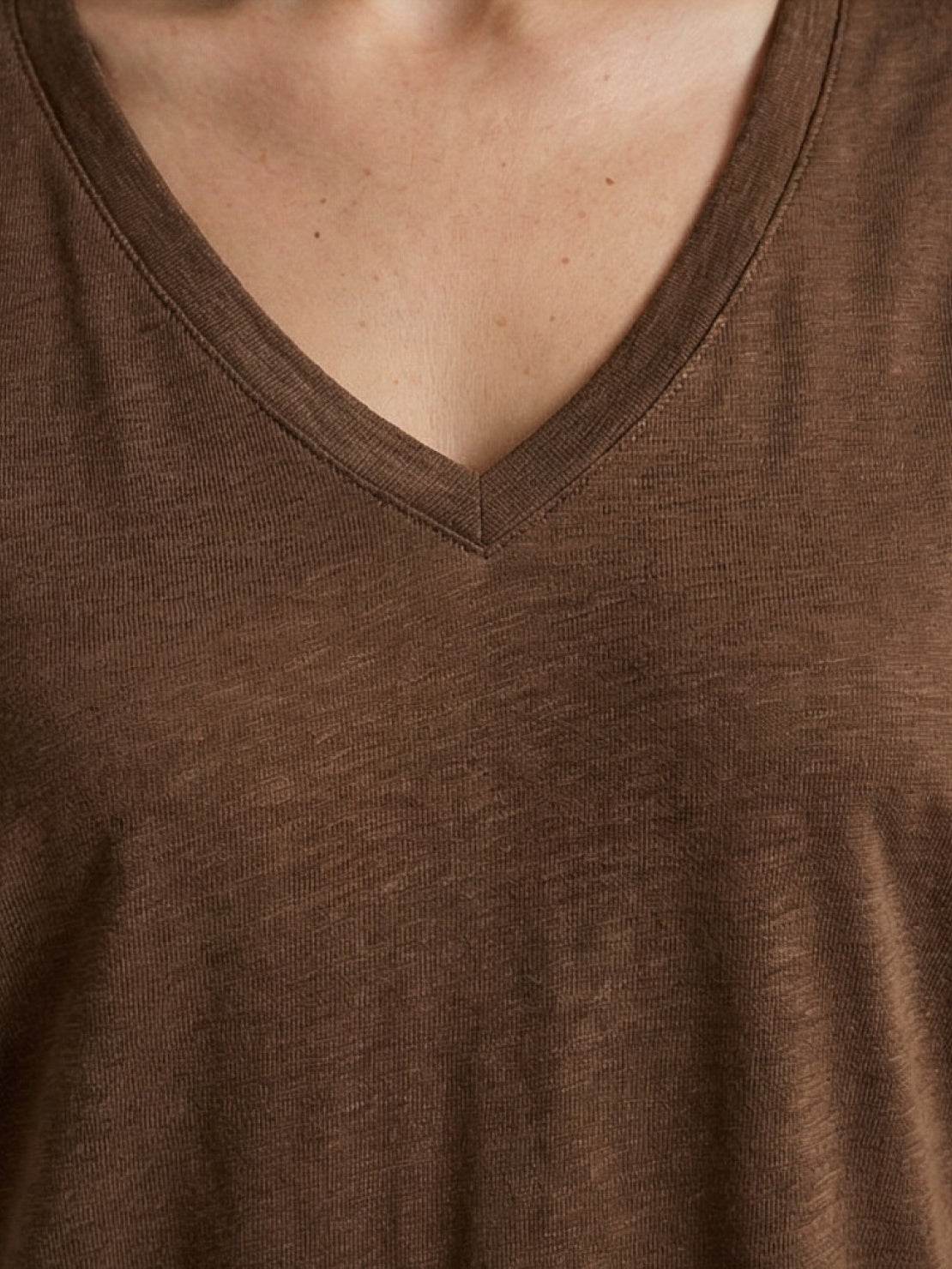 Linen-Bamboo V-Neck Tee - Image 20
