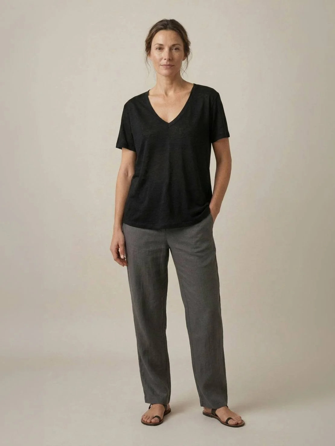 Linen-Bamboo V-Neck Tee - Image 29