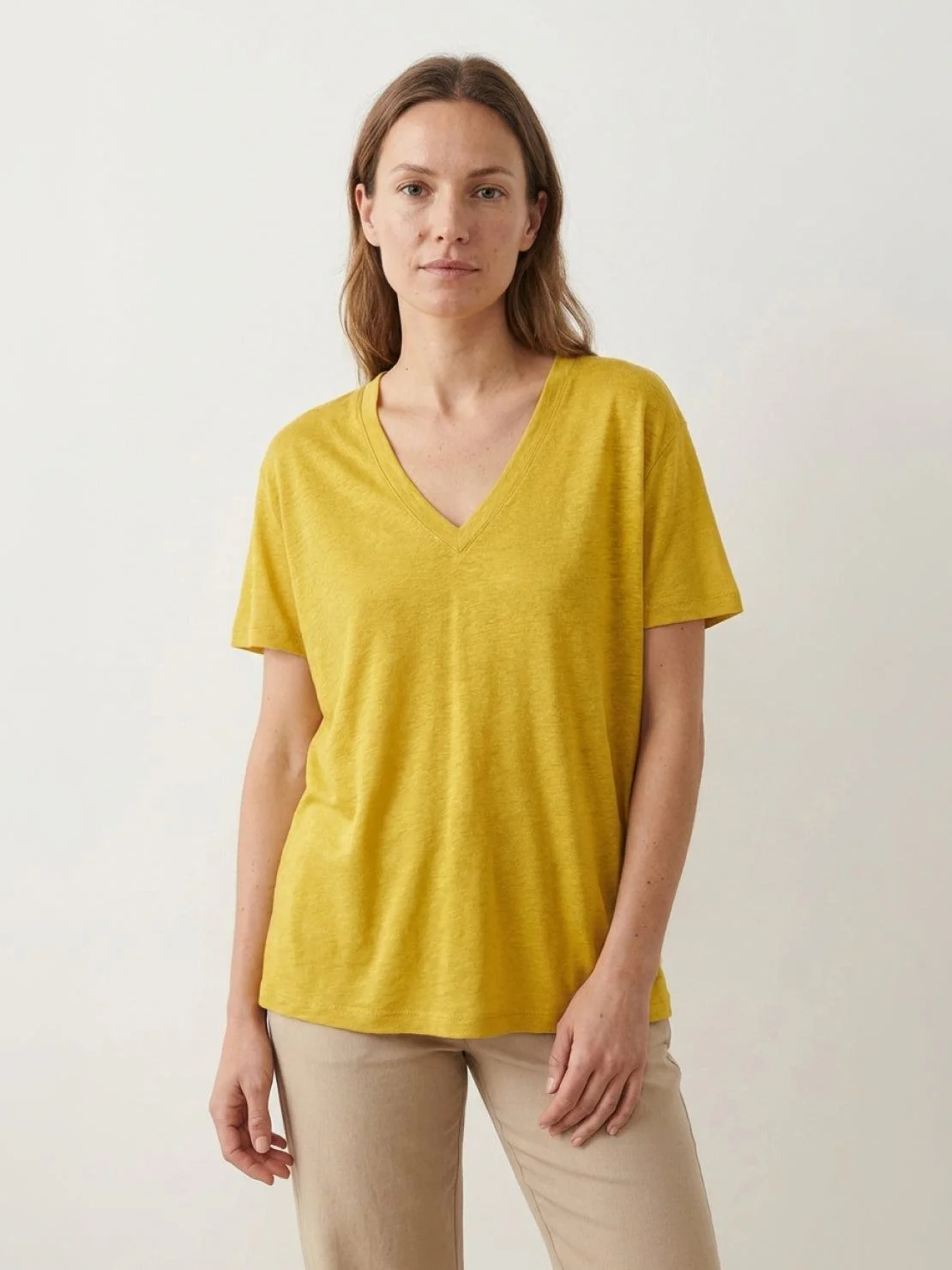 Linen-Bamboo V-Neck Tee - Image 6