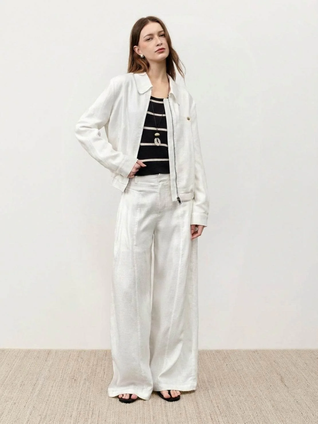 Linen-Lyocell Zip Bomber Jacket - Image 12