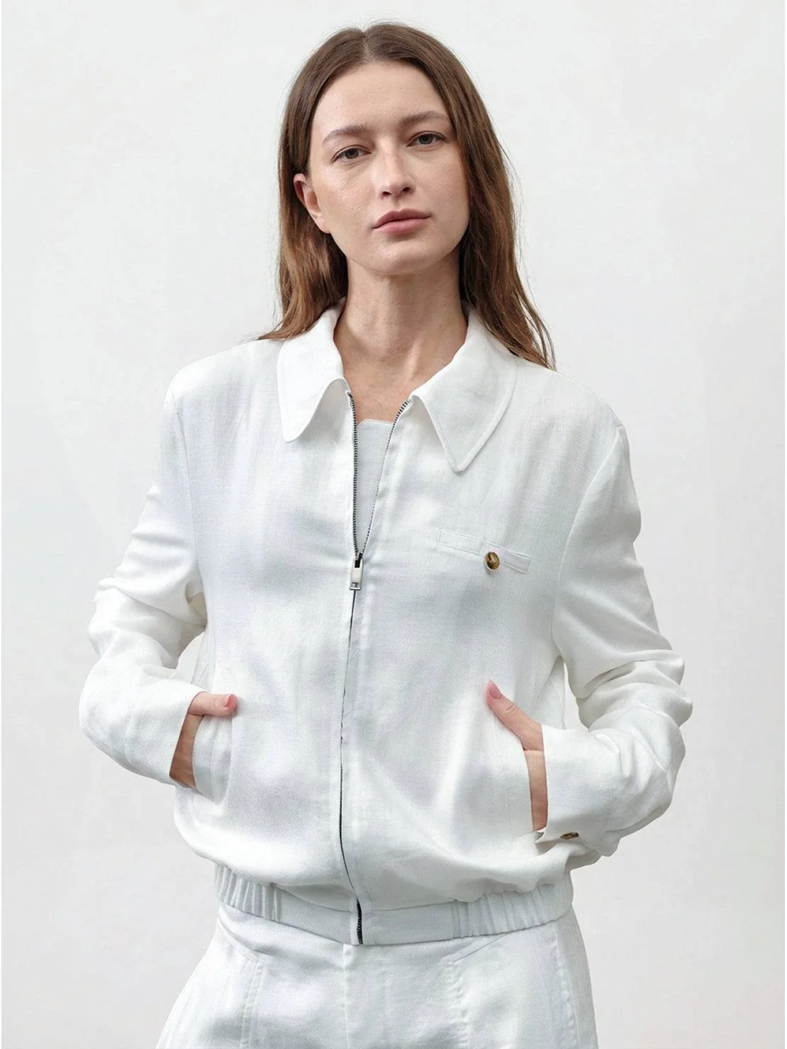 Linen-Lyocell Zip Bomber Jacket - Image 8