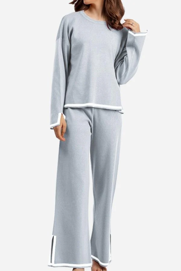Long Sleeved Relaxed Fit Lounge Two-Piece Set - Image 11