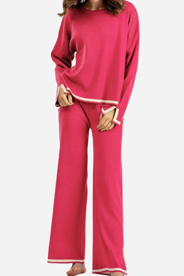 Long Sleeved Relaxed Fit Lounge Two-Piece Set - Image 12