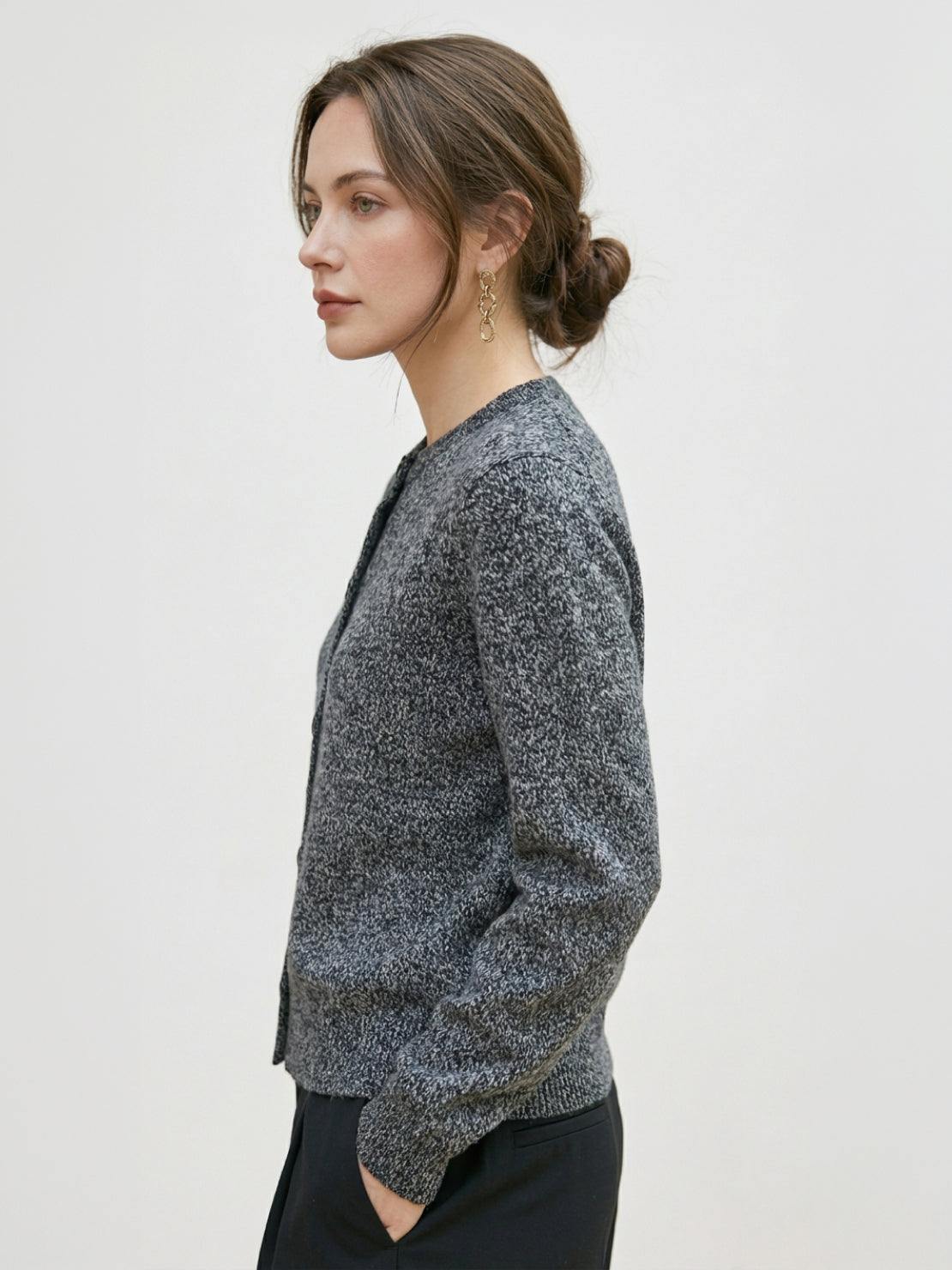 Marled Knit Merino Wool Cardigan - Image 18