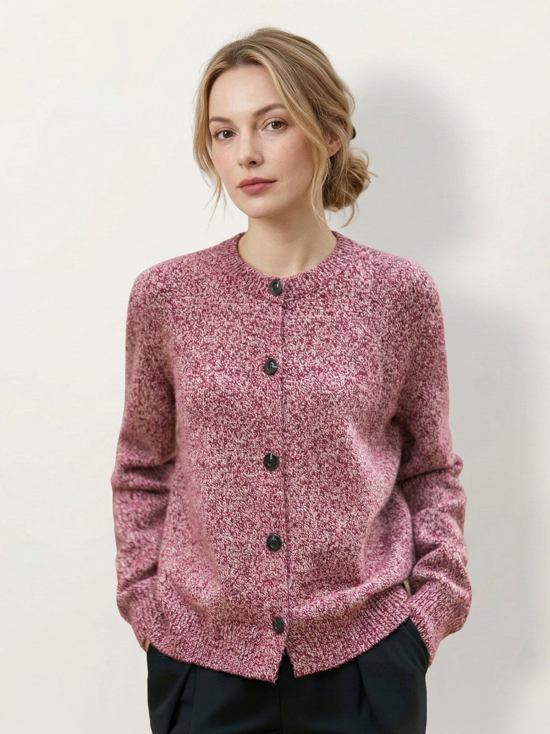 Marled Knit Merino Wool Cardigan - Image 21