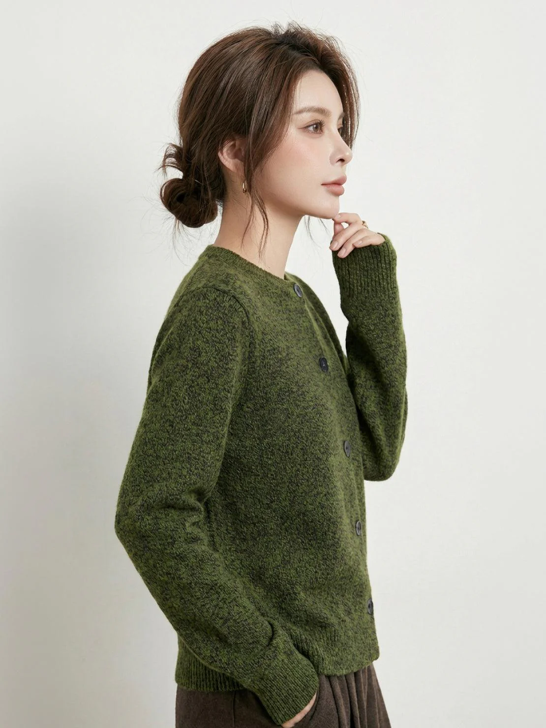 Marled Knit Merino Wool Cardigan - Image 3