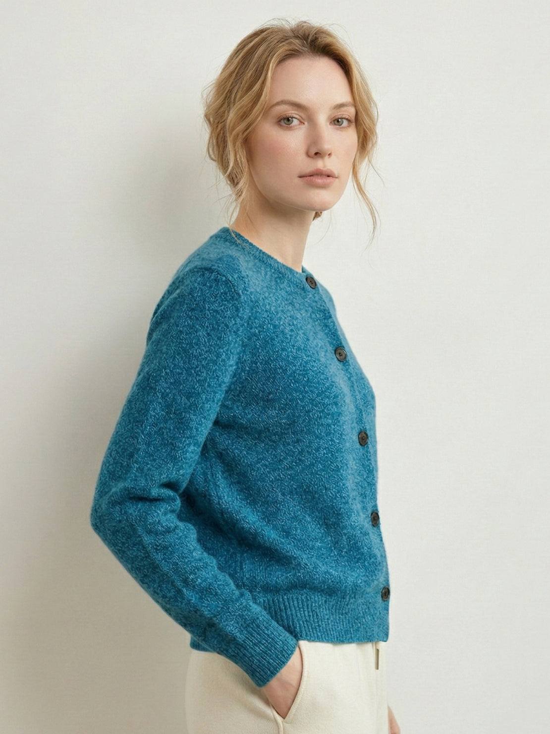 Marled Knit Merino Wool Cardigan - Image 8