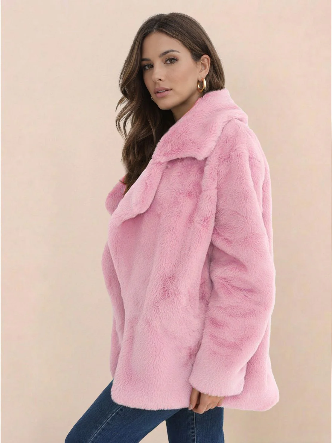 Open Front Oversized Fur Jacket - Image 22