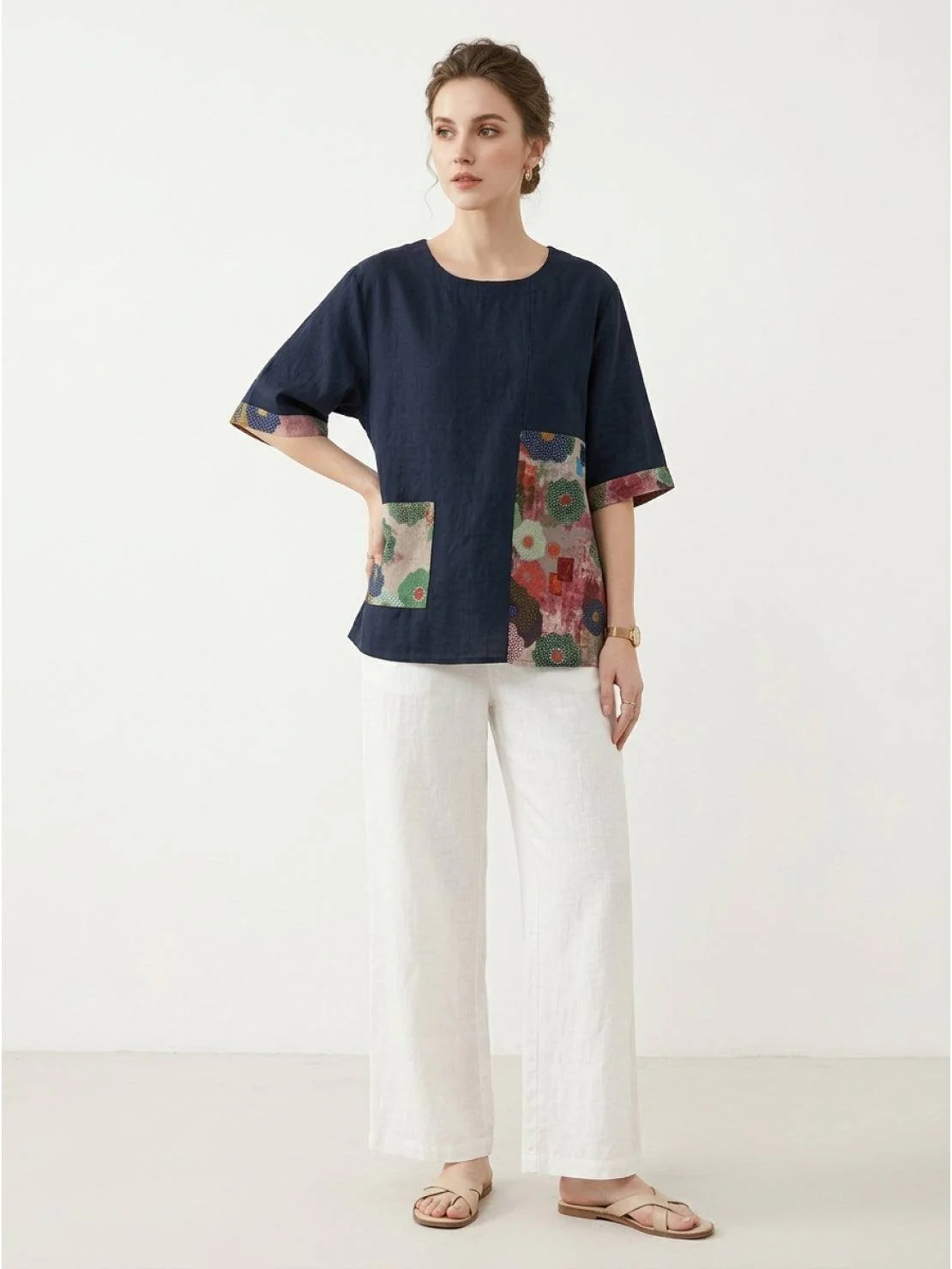 Oversized 100% Cotton Linen Floral Shirt - Image 14