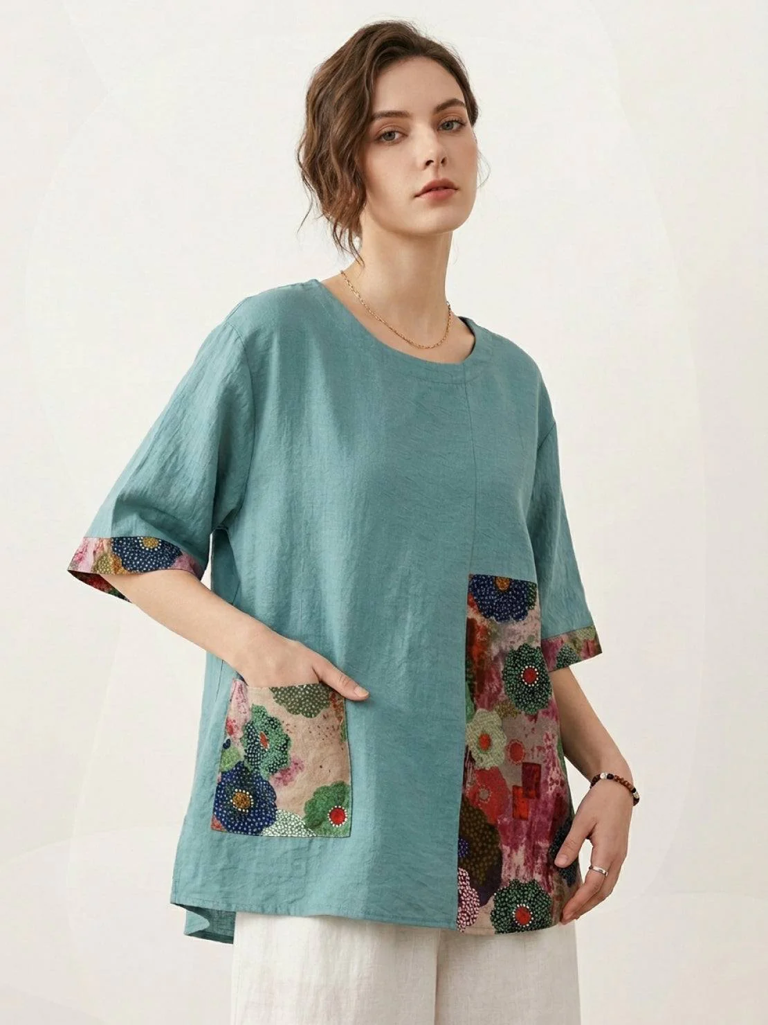 Oversized 100% Cotton Linen Floral Shirt - Image 16