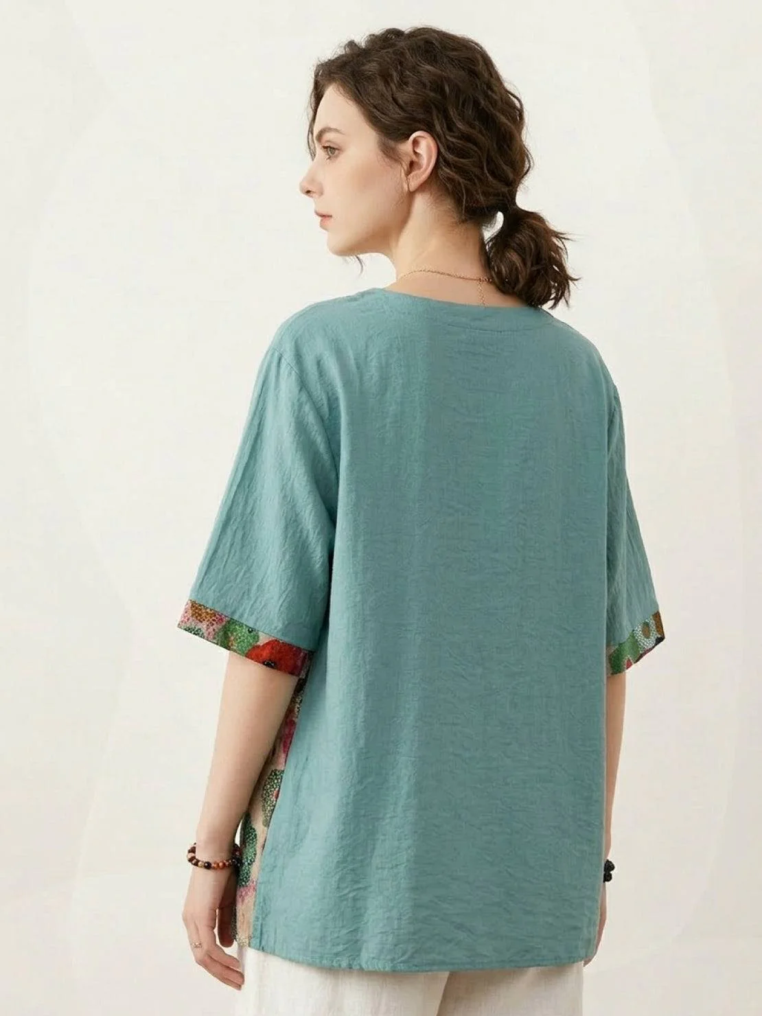Oversized 100% Cotton Linen Floral Shirt - Image 18
