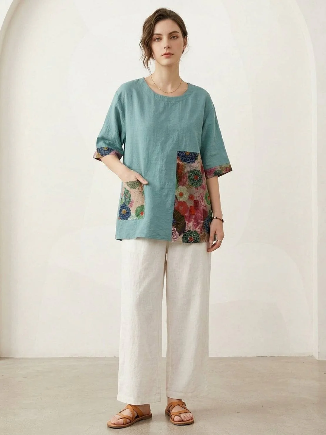 Oversized 100% Cotton Linen Floral Shirt - Image 19