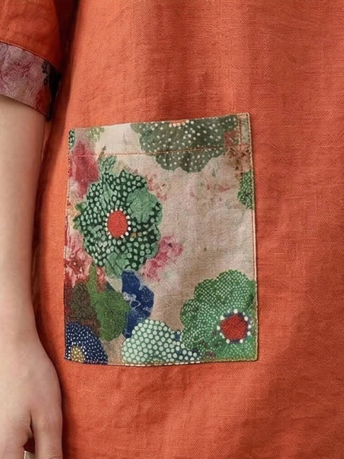 Oversized 100% Cotton Linen Floral Shirt - Image 5