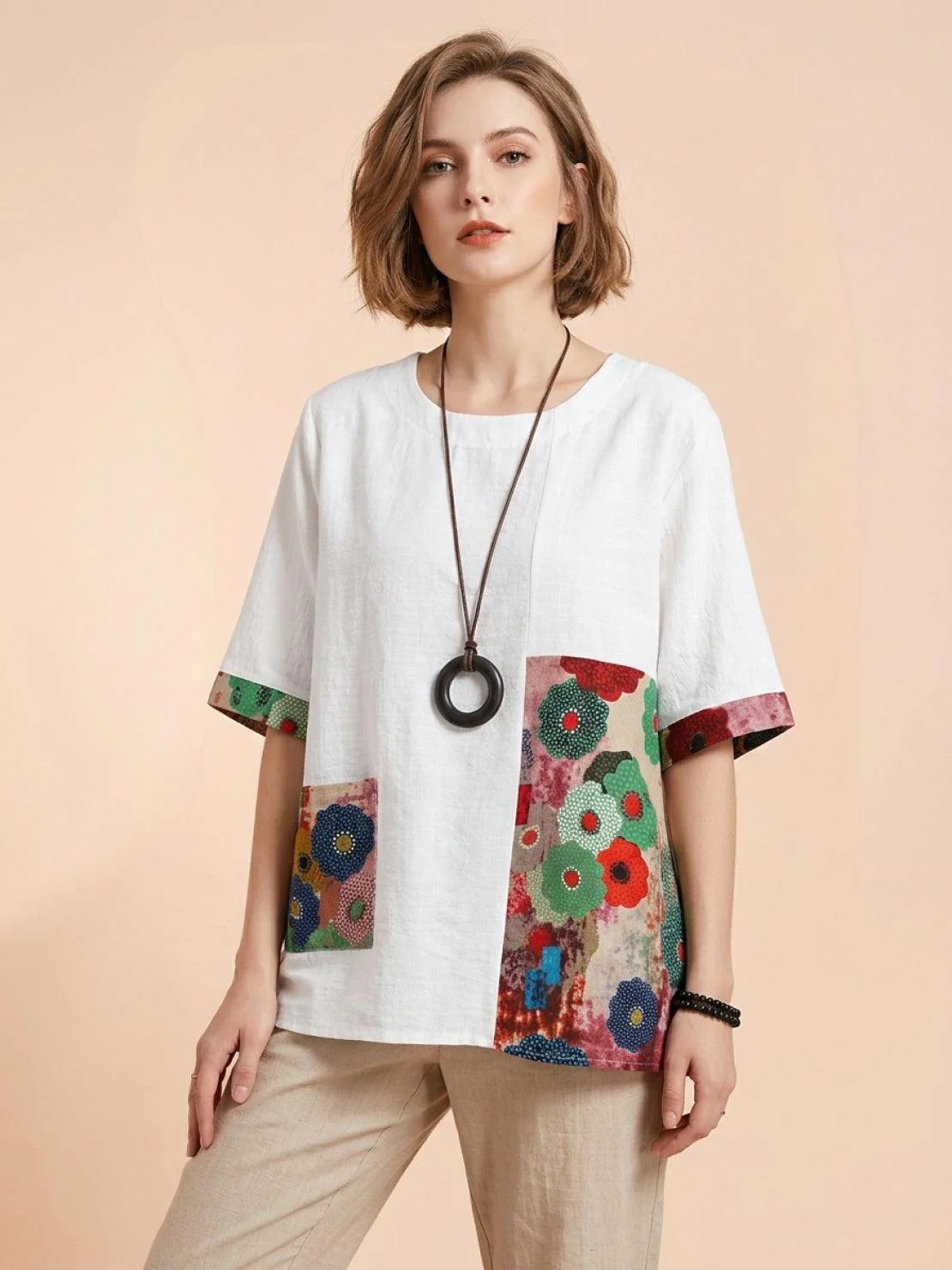 Oversized 100% Cotton Linen Floral Shirt - Image 6