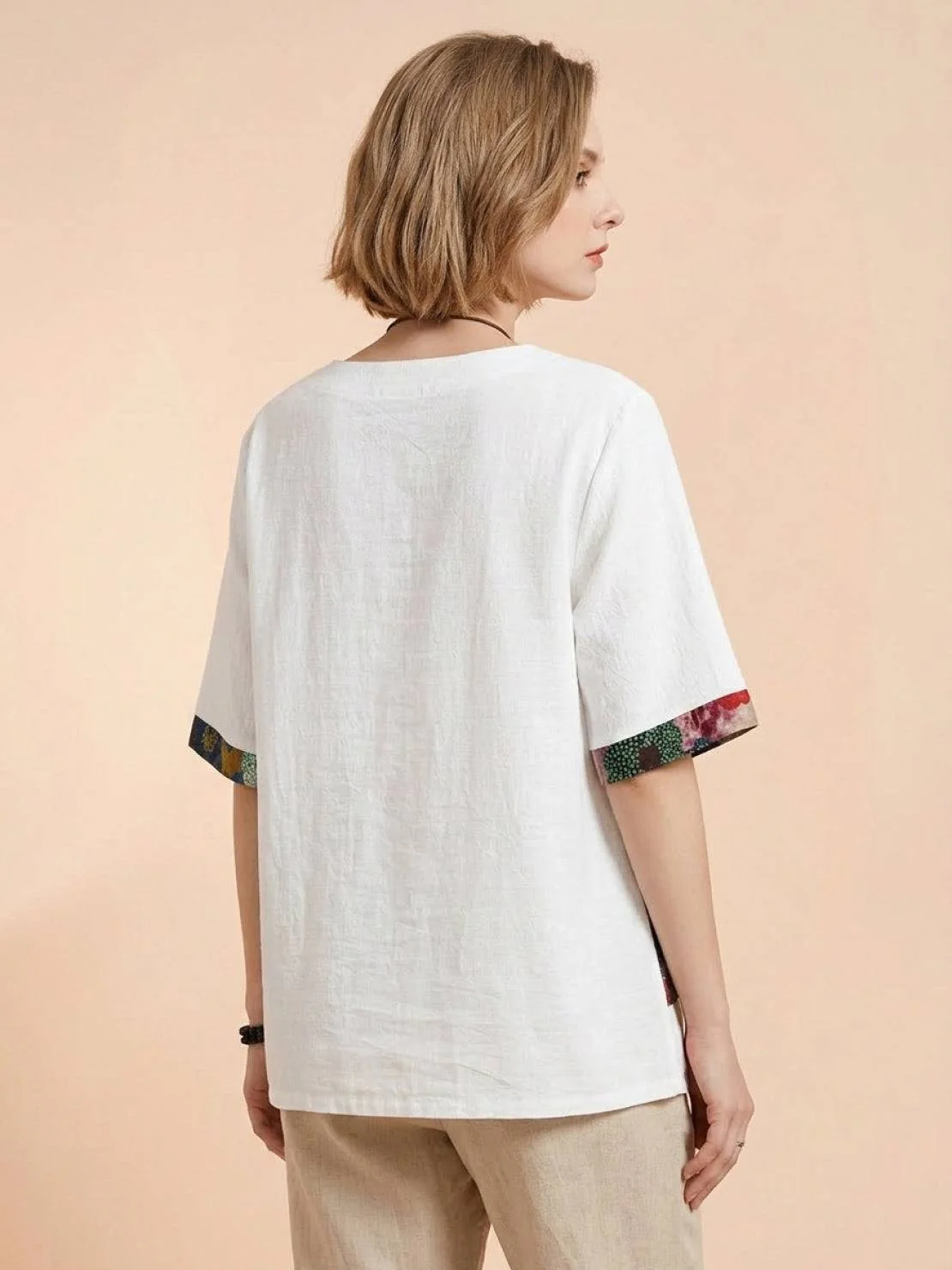 Oversized 100% Cotton Linen Floral Shirt - Image 8