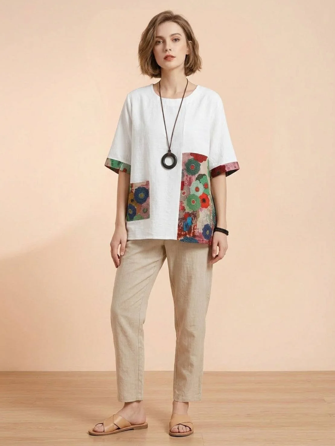Oversized 100% Cotton Linen Floral Shirt - Image 9