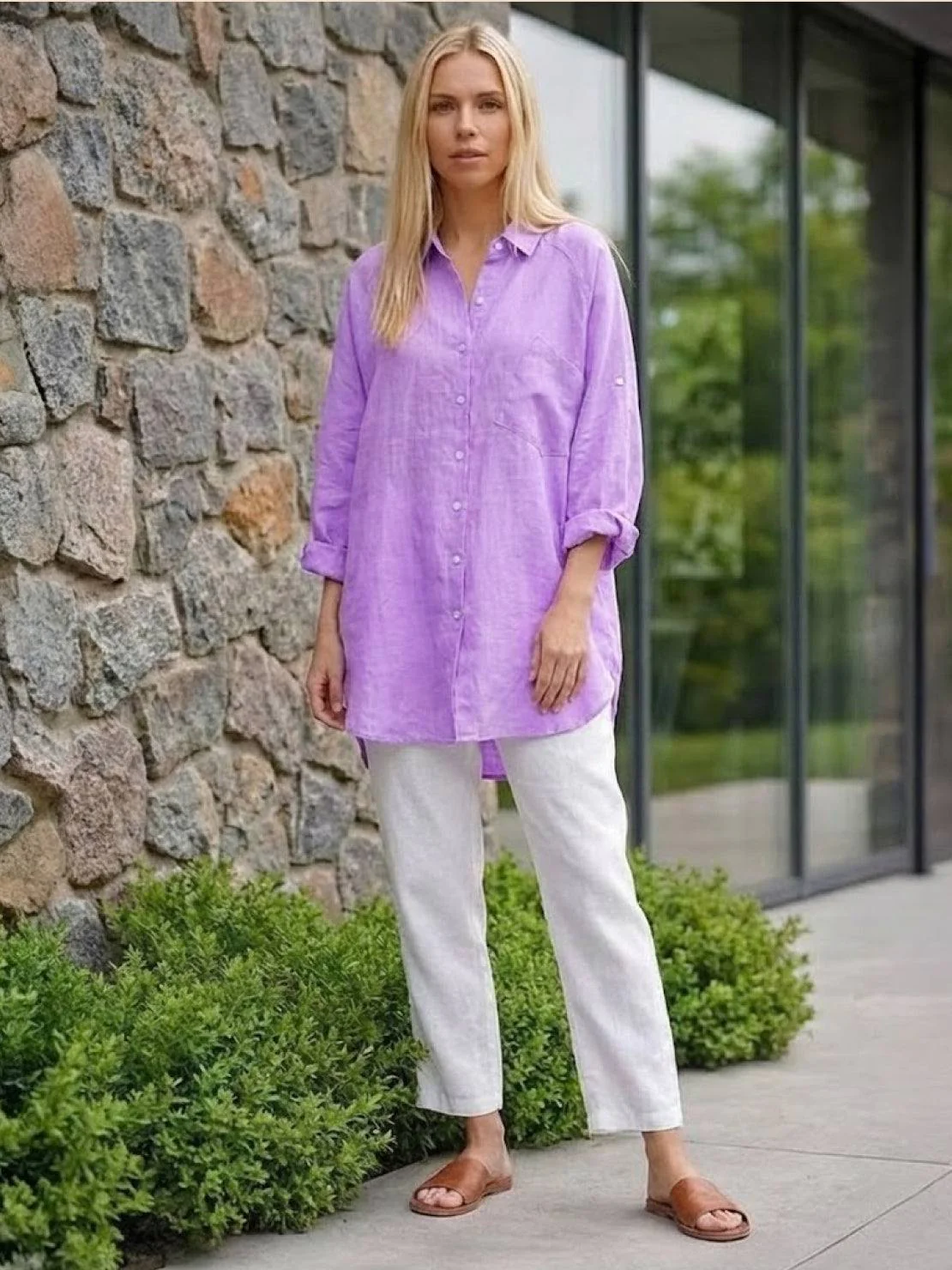 Oversized 100% Cotton Linen Shirt - Image 22