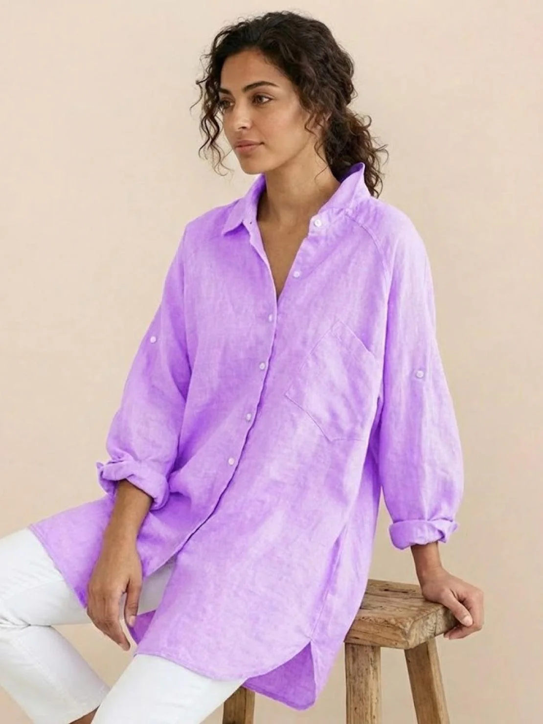 Oversized 100% Cotton Linen Shirt - Image 25