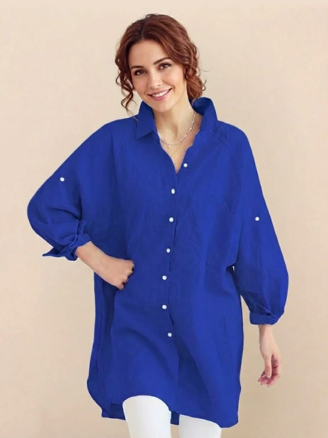 Oversized 100% Cotton Linen Shirt - Image 26