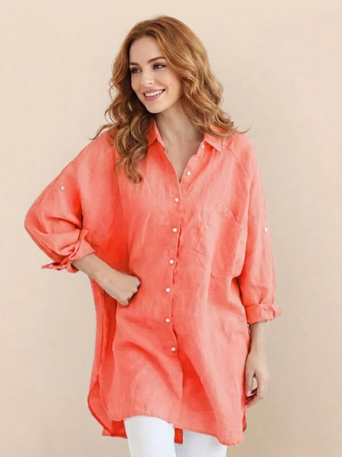 Oversized 100% Cotton Linen Shirt - Image 31
