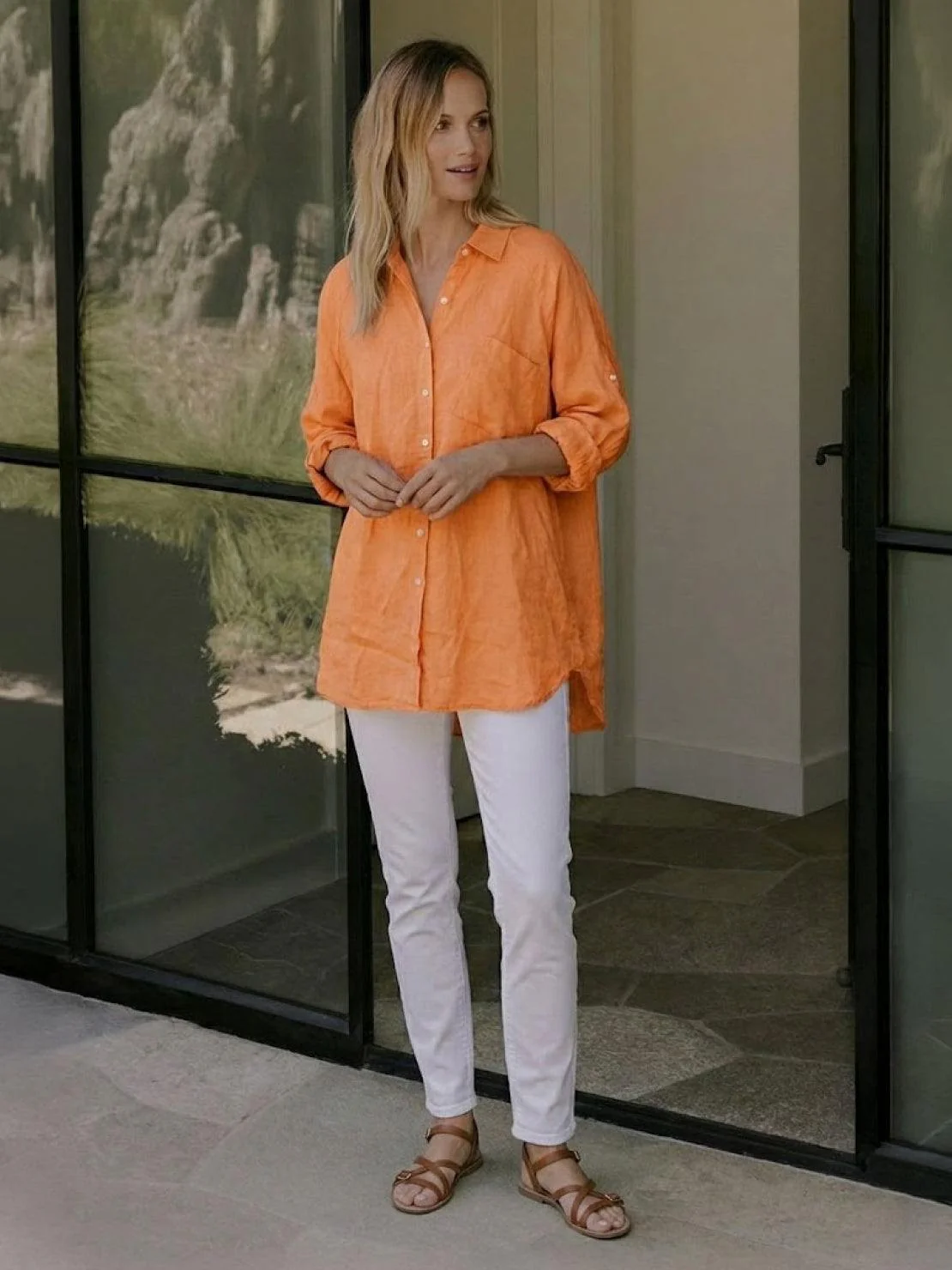 Oversized 100% Cotton Linen Shirt - Image 42