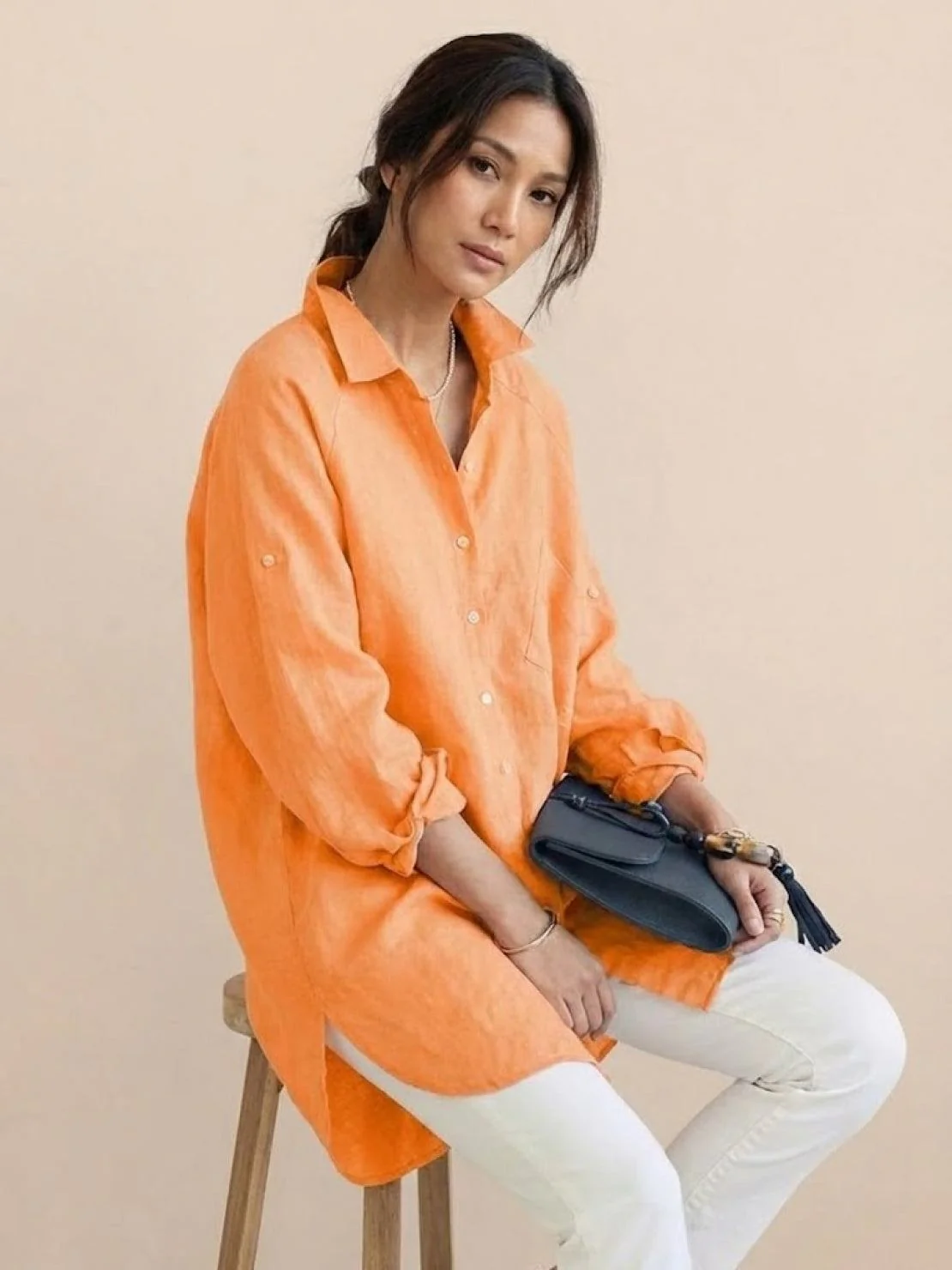 Oversized 100% Cotton Linen Shirt - Image 45