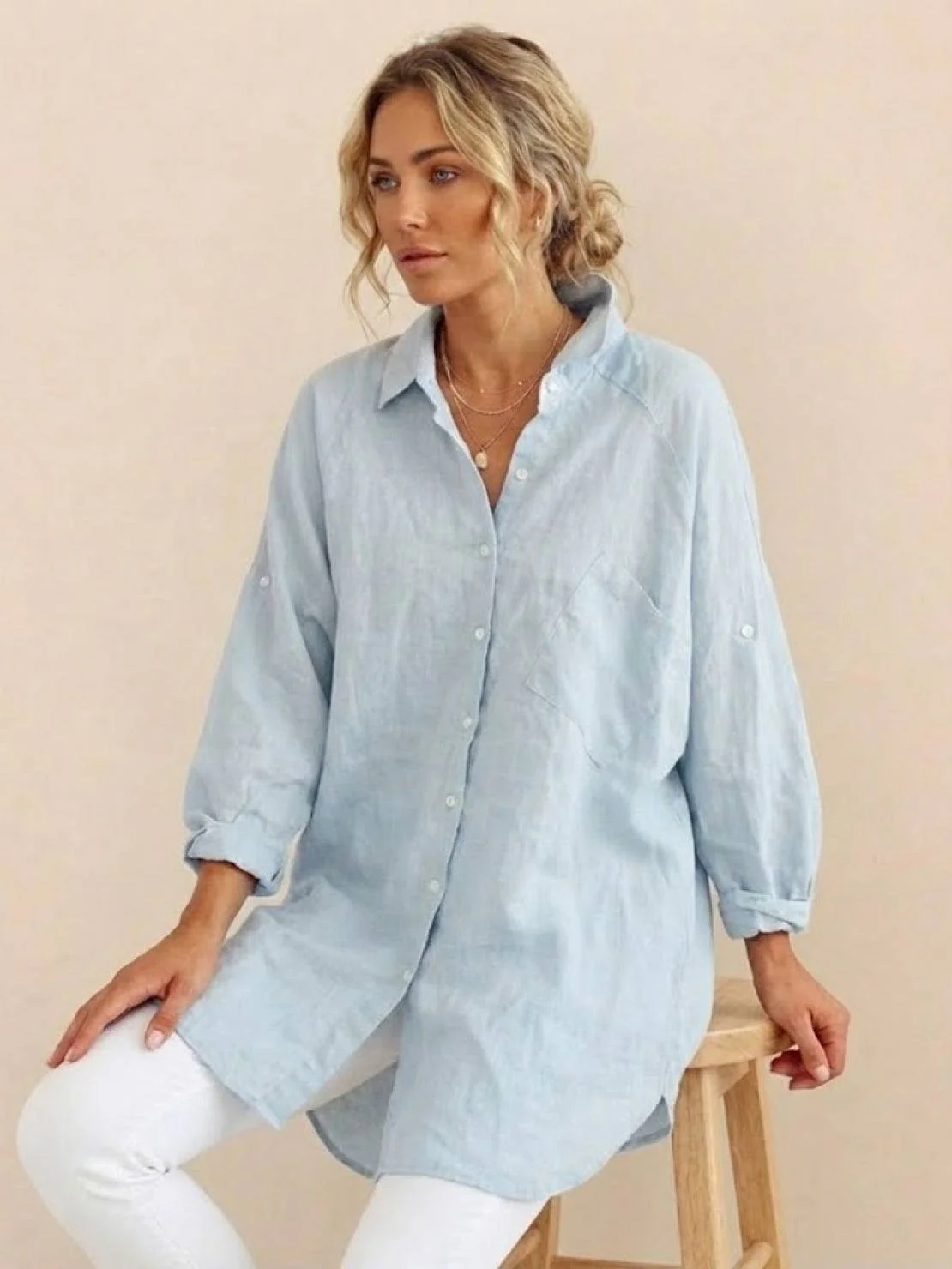 Oversized 100% Cotton Linen Shirt - Image 5