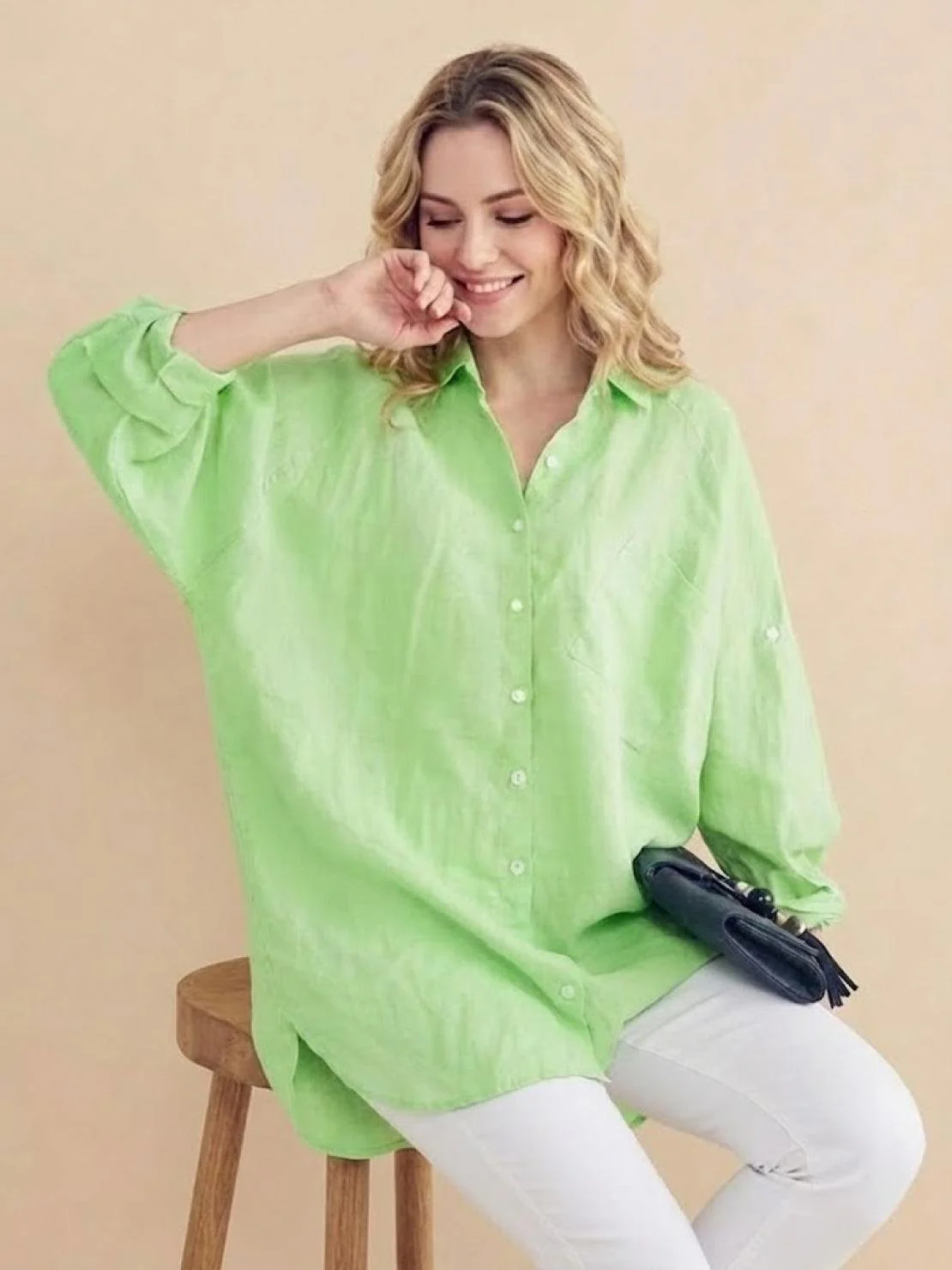 Oversized 100% Cotton Linen Shirt - Image 50