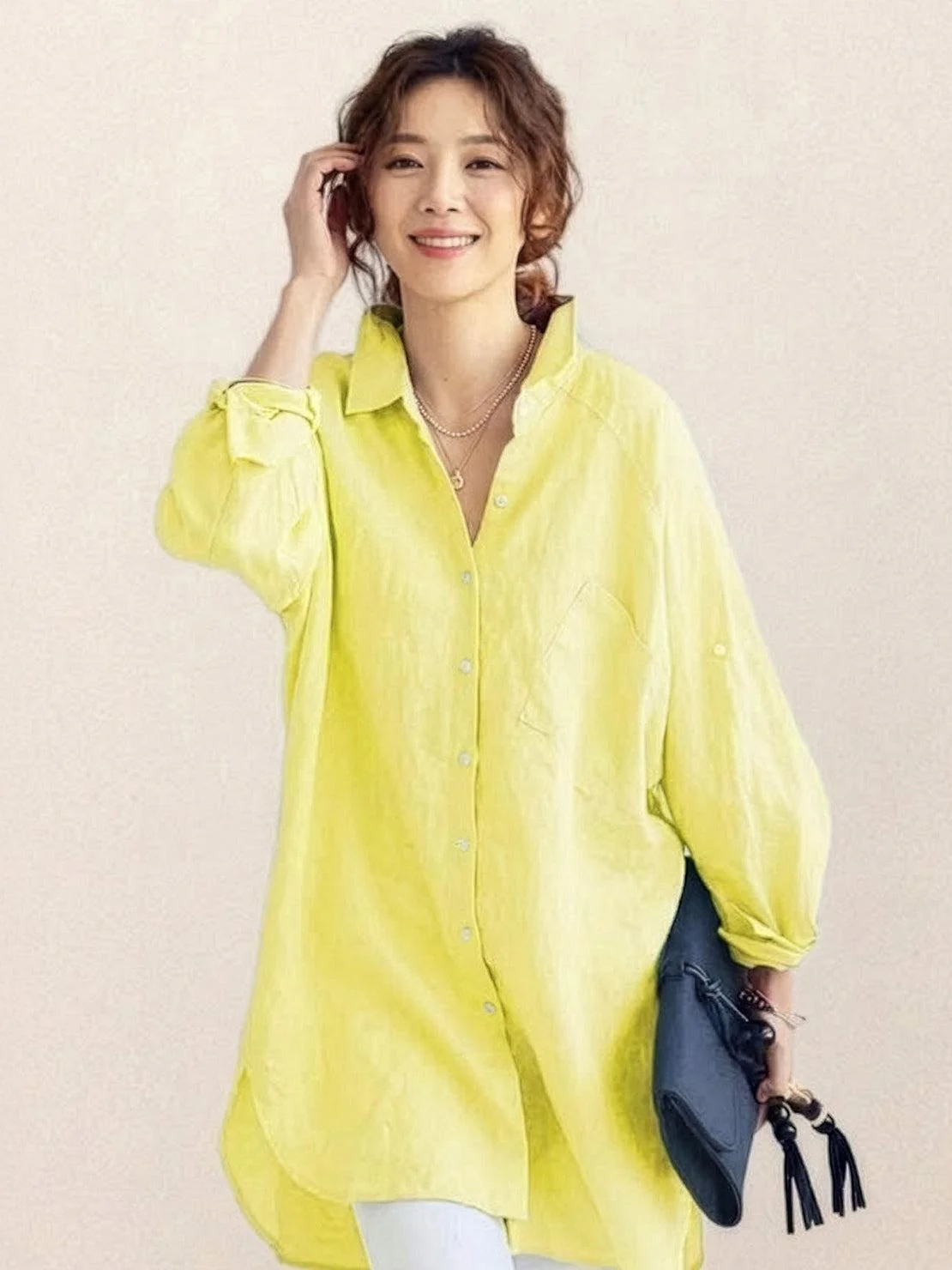 Oversized 100% Cotton Linen Shirt - Image 51