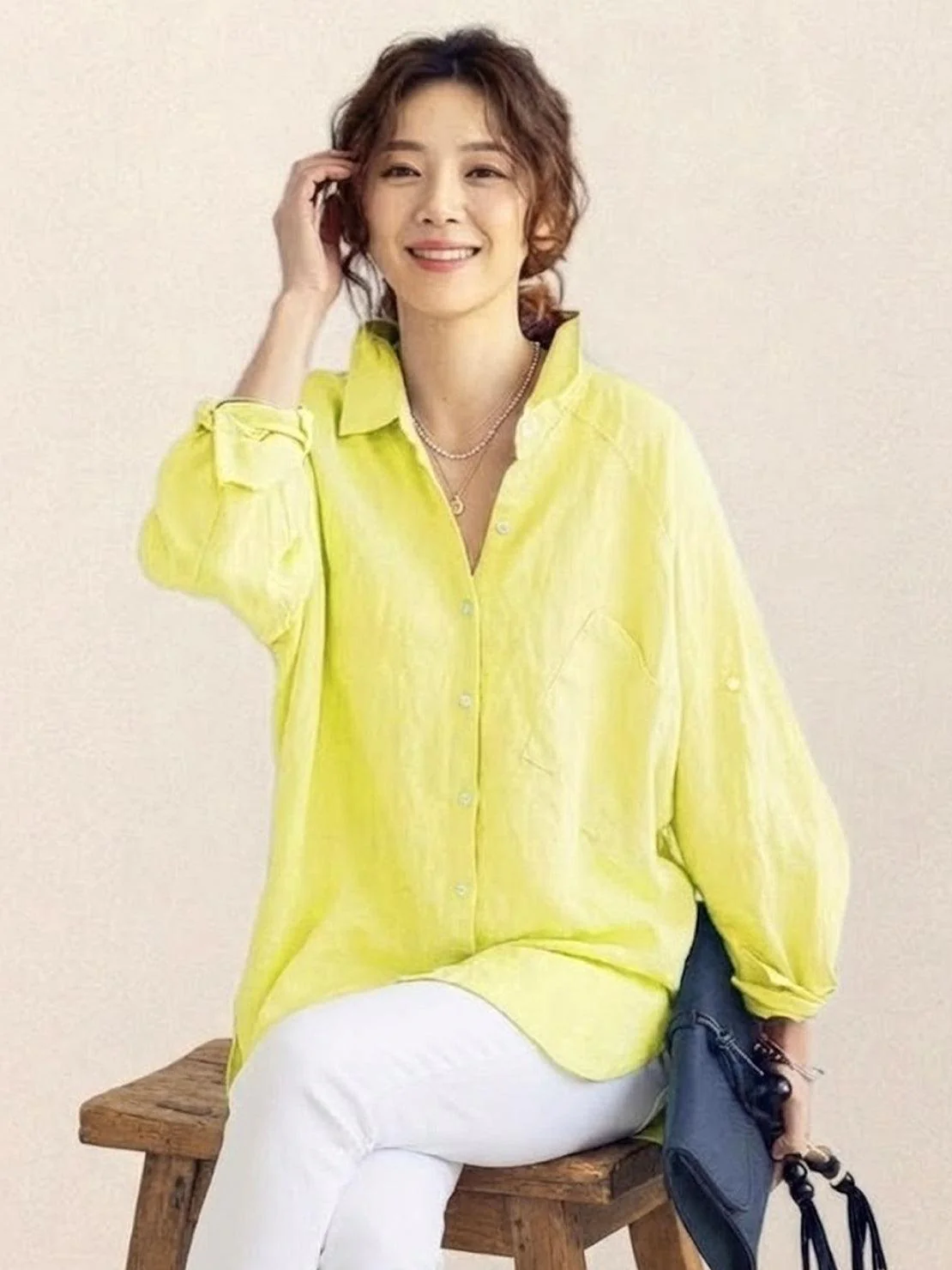 Oversized 100% Cotton Linen Shirt - Image 55