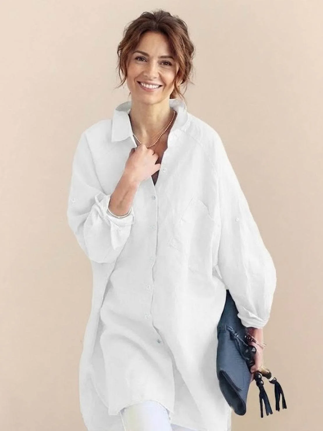 Oversized 100% Cotton Linen Shirt - Image 6