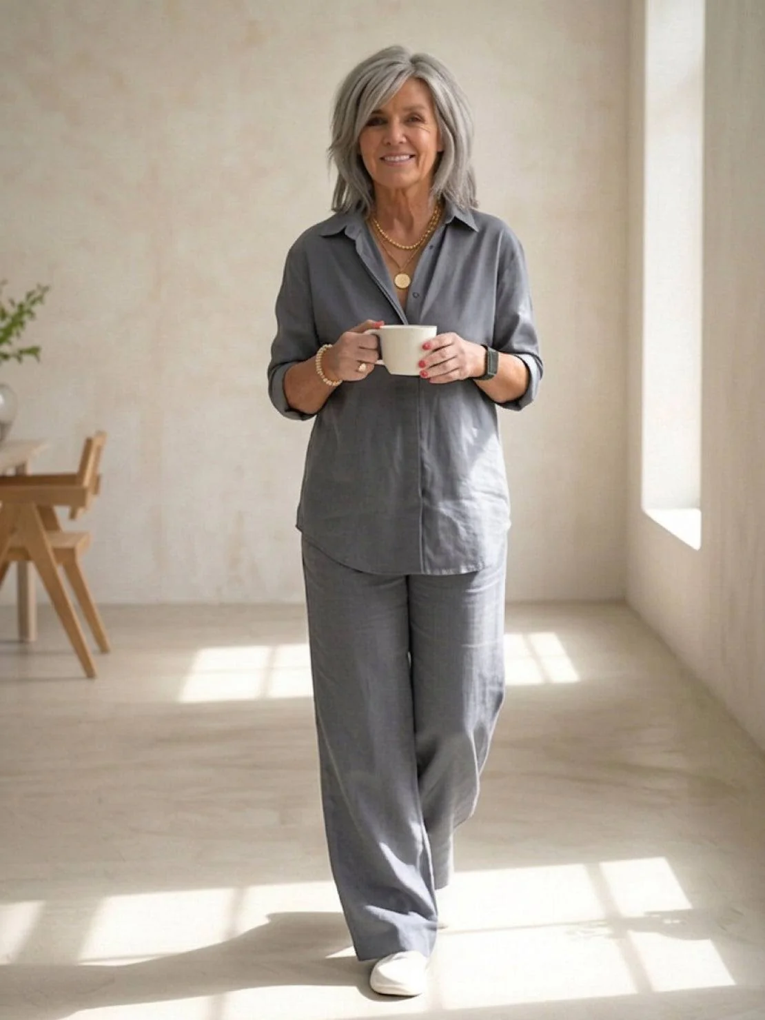 Oversized 100% Cotton Shirt and Wide-Leg Pants Co-ord Set - Image 22