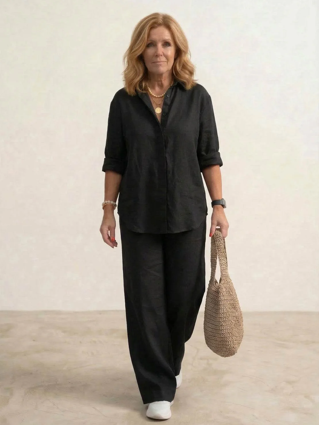 Oversized 100% Cotton Shirt and Wide-Leg Pants Co-ord Set - Image 49