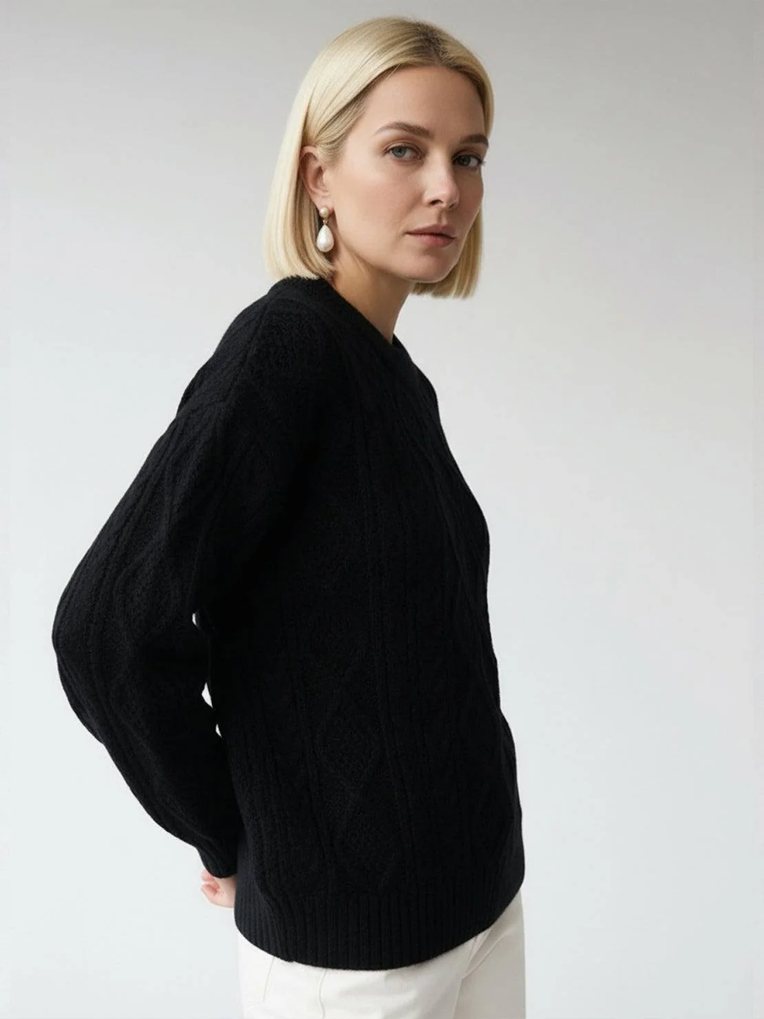 Oversized Cable-Knit Crewneck Sweater - Image 14