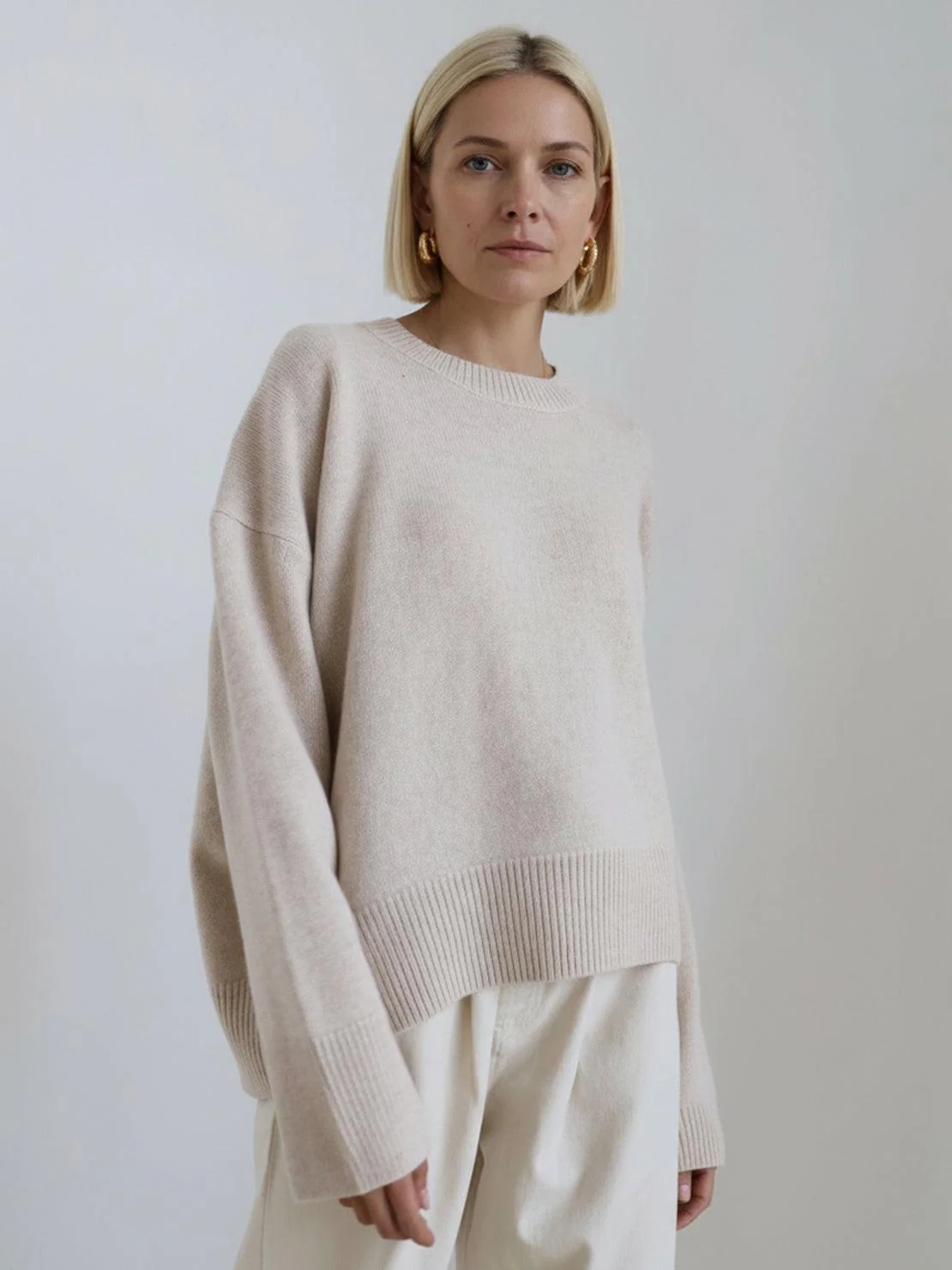 Oversized Crew Neck Knit Sweater - Image 13