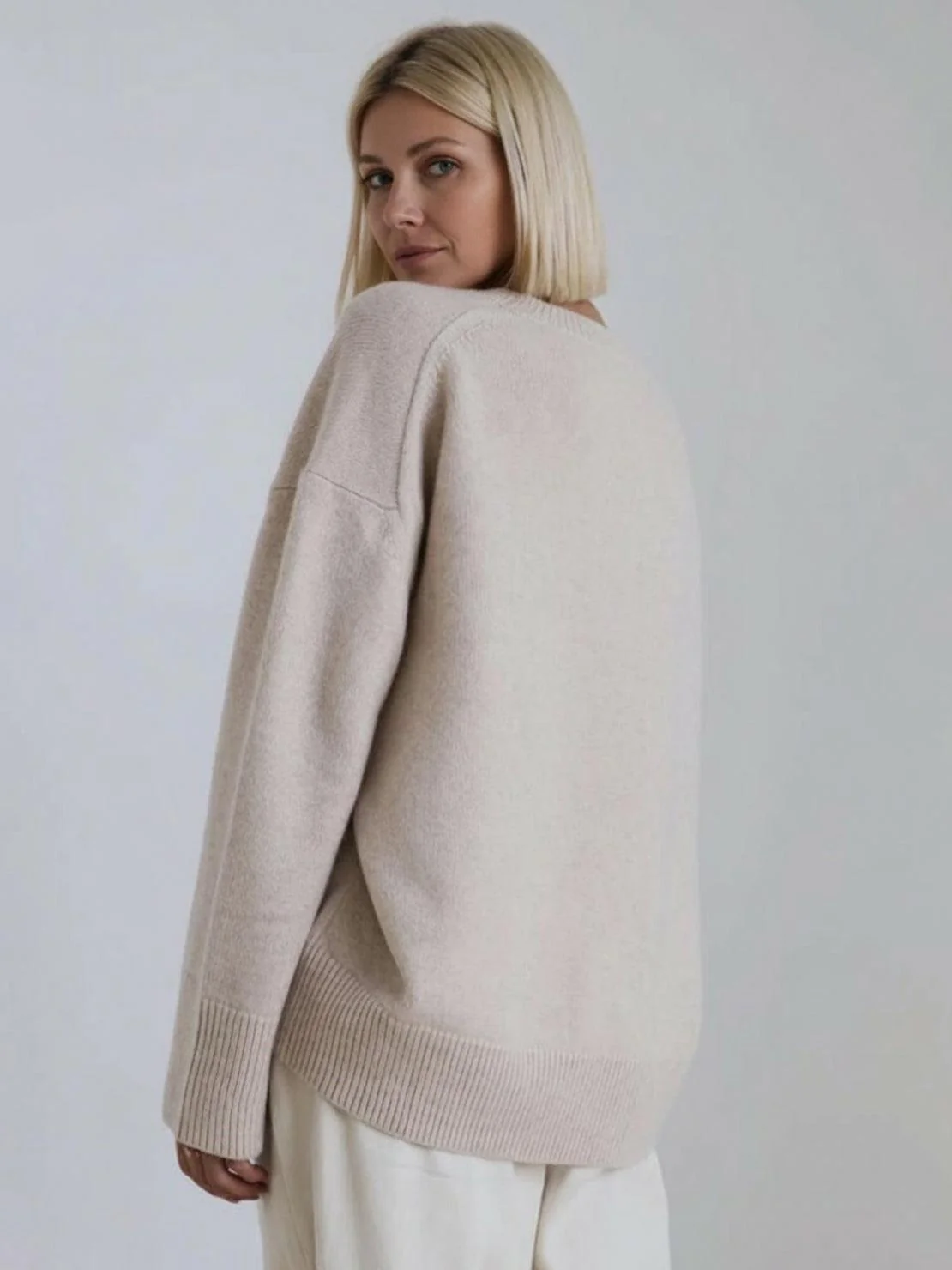 Oversized Crew Neck Knit Sweater - Image 15