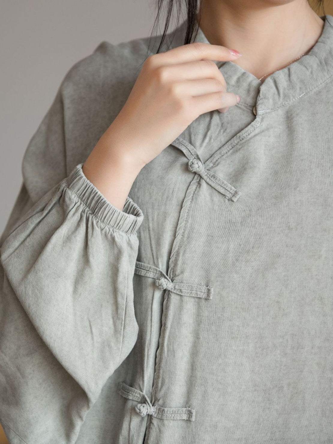 Oversized Linen-Cotton Tang Knot Blouse - Image 18