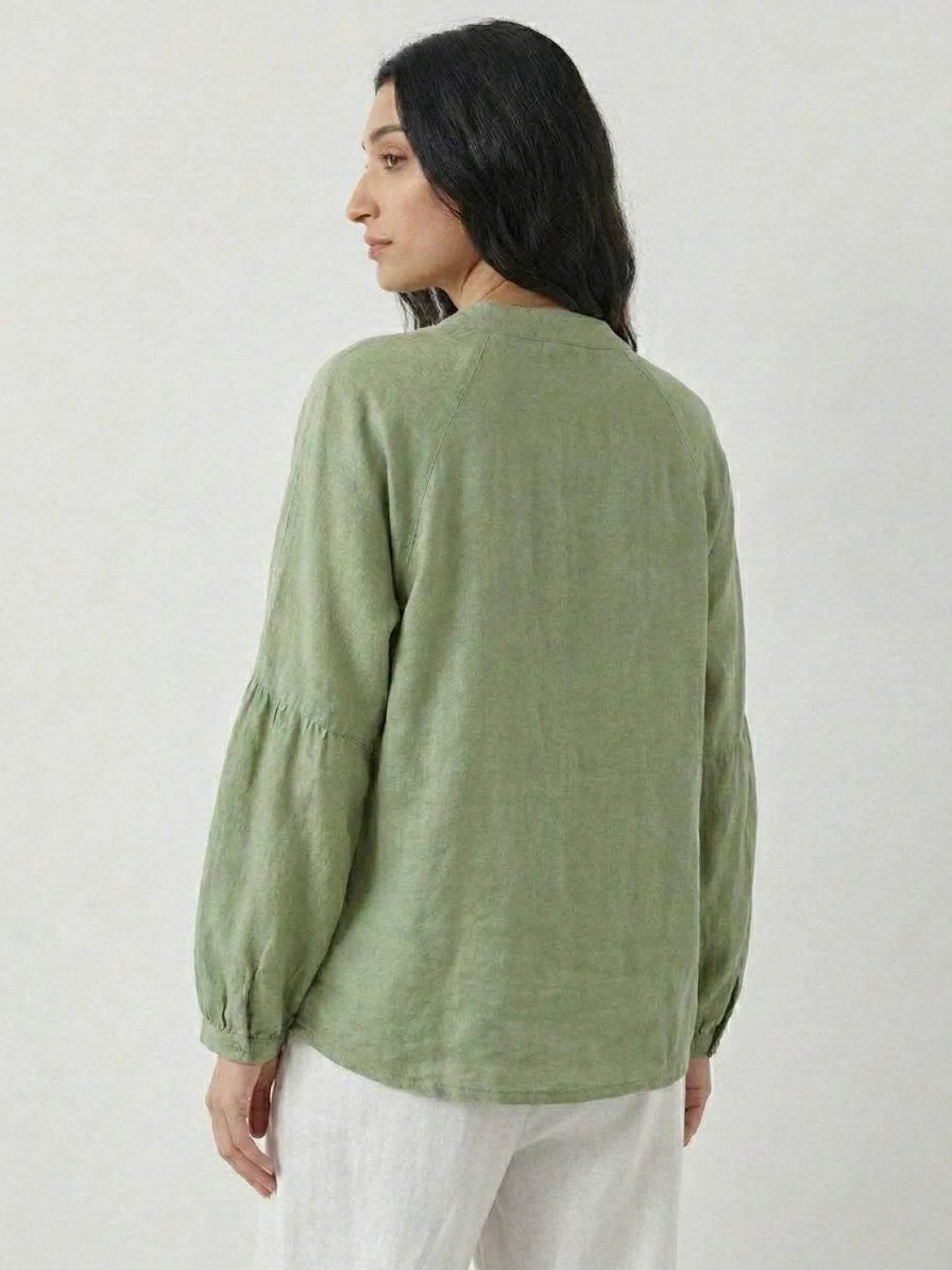 Oversized Linen-Cotton Tang Knot Blouse - Image 9