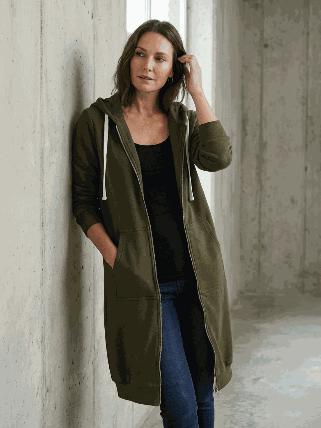 Oversized Long Zip Sweatshirt Hoodie - Image 14