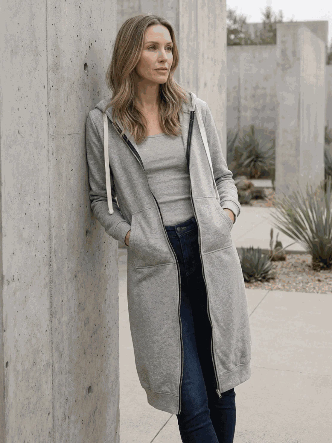 Oversized Long Zip Sweatshirt Hoodie - Image 20
