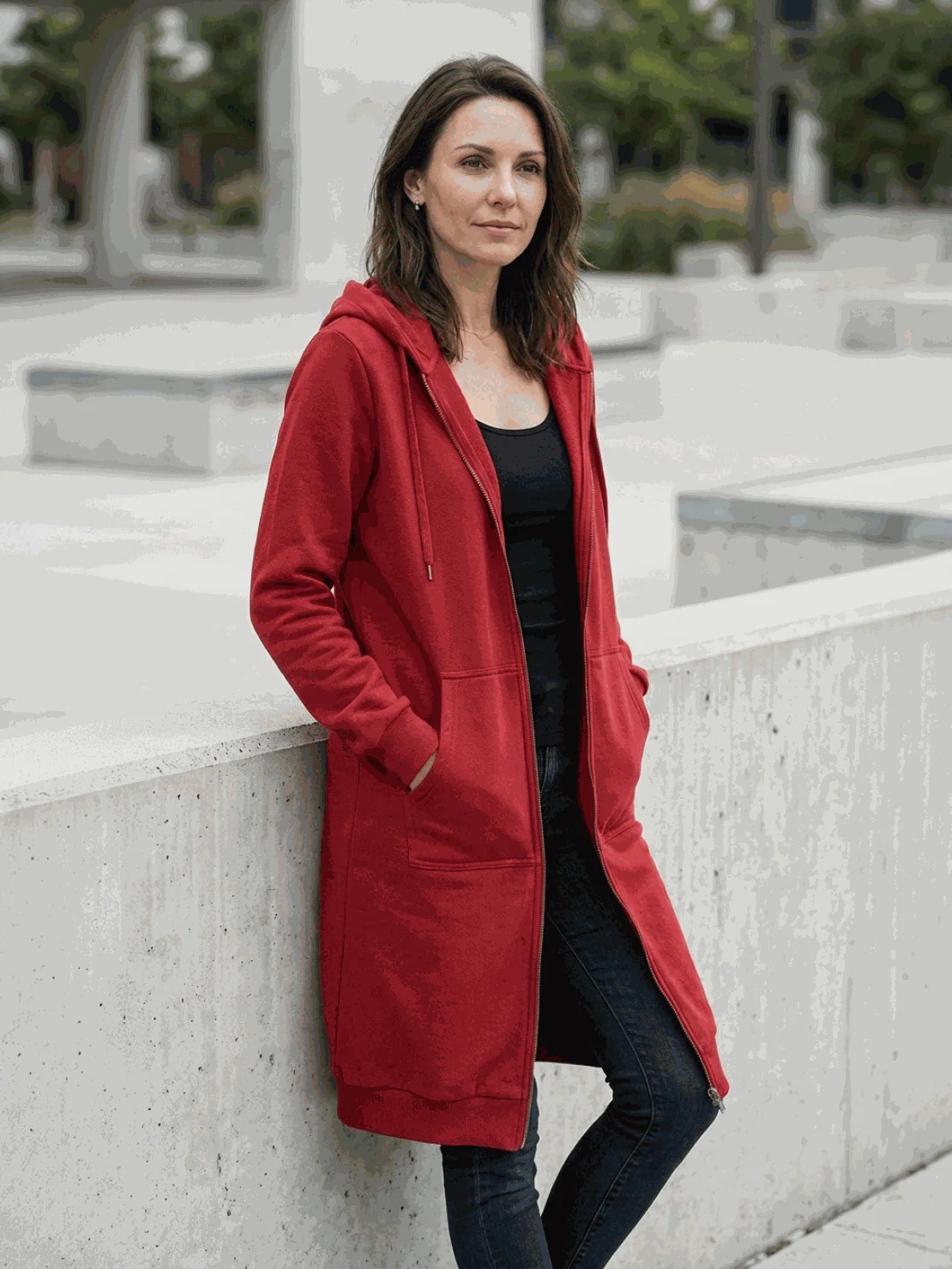 Oversized Long Zip Sweatshirt Hoodie - Image 8