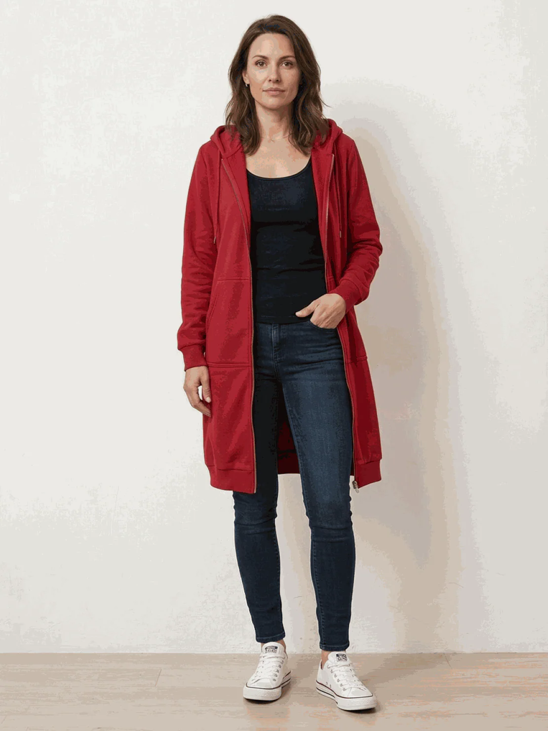 Oversized Long Zip Sweatshirt Hoodie - Image 9