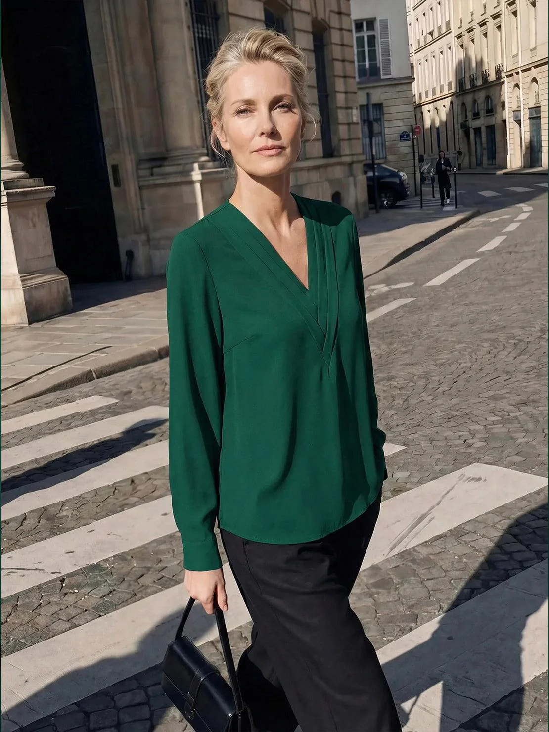 Pleated V-Neck Long-Sleeve - Image 10
