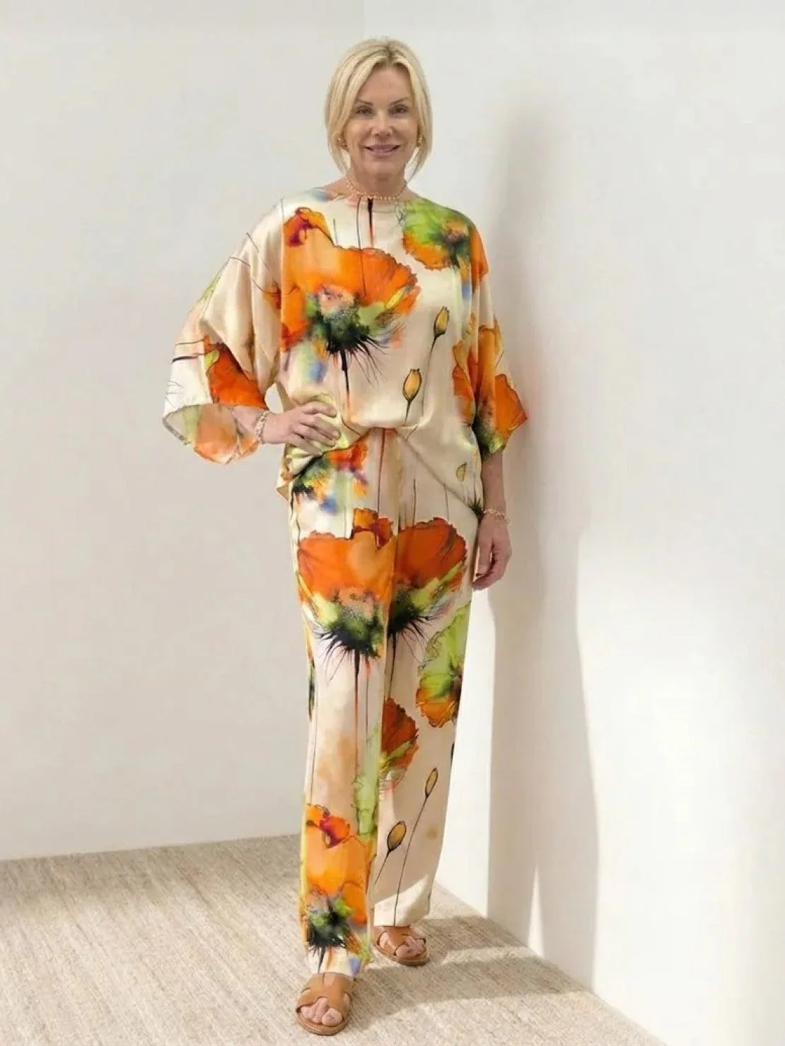 Plus Size Vibrant Floral Matching Set