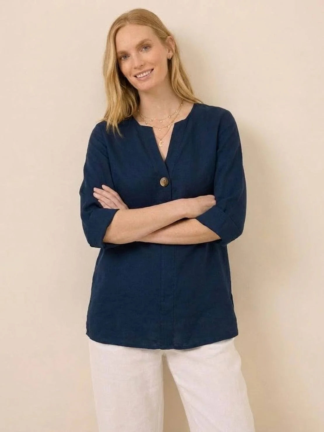 Pure Linen Age-Defying Button Detail Shirt - Image 16